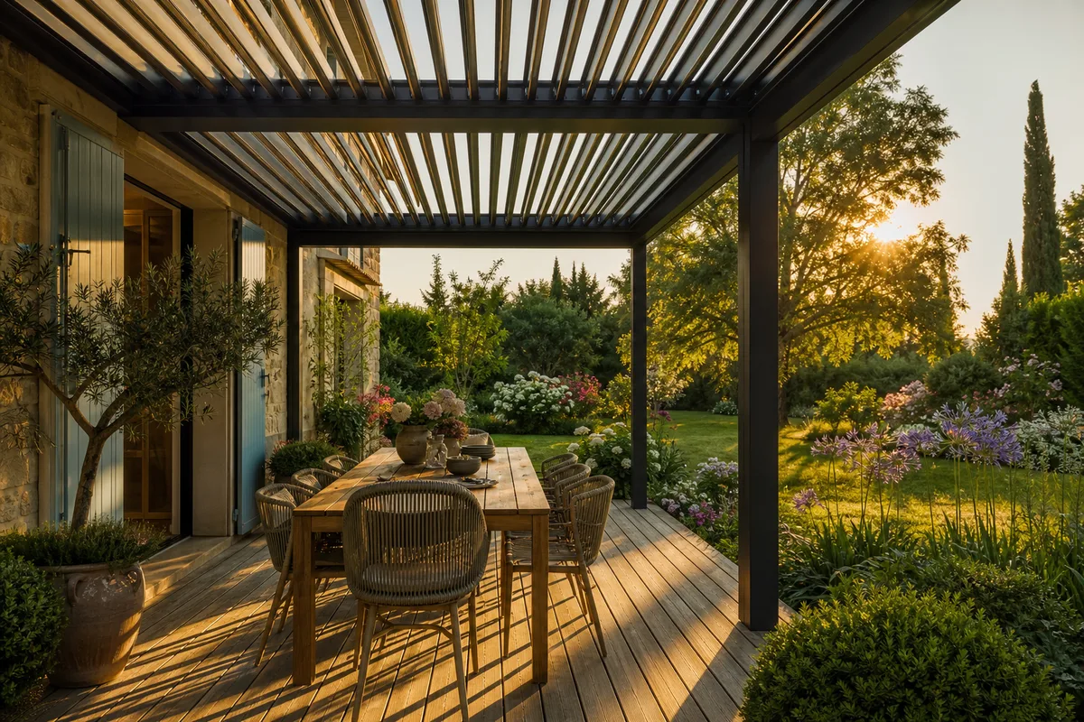 Pergola bioclimatique : le confort d'été au jardin
